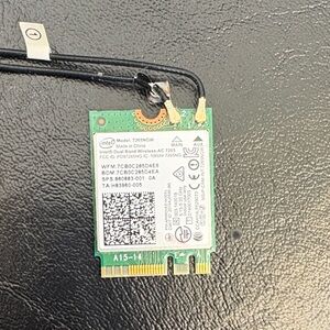 Intel Wireless Network Card - Green and Black ac7265 with main and aux wires
